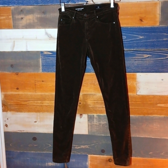 AG Adriano Goldschmied Farrah Skinny Velvet pant 27R Brown - Picture 2 of 10